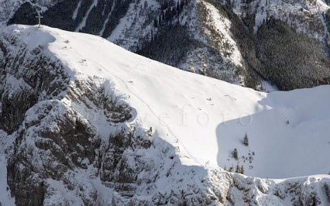 Luftaufnahme Traunstein Spur im Schnee